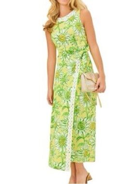 Lilly Pulitzer Sz 12 Fresia Stretch Maxi Limoncello Sunbelievable